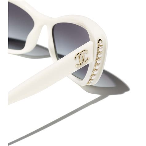 chanel cat eye sunglasses white